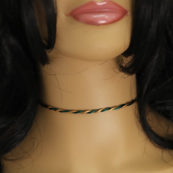 Brown Green Thread Necklace Choker Adjustable Length Twisted Design Chokers (#91 - Picture 4 of 12